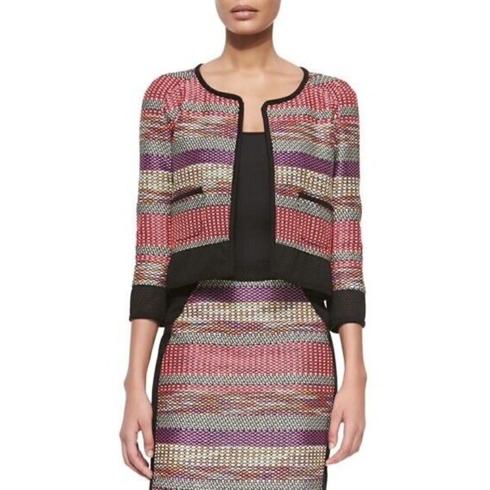 Yoana Baraschi Blazer Pink Purple Black Striped Jacket with Pockets Size 12